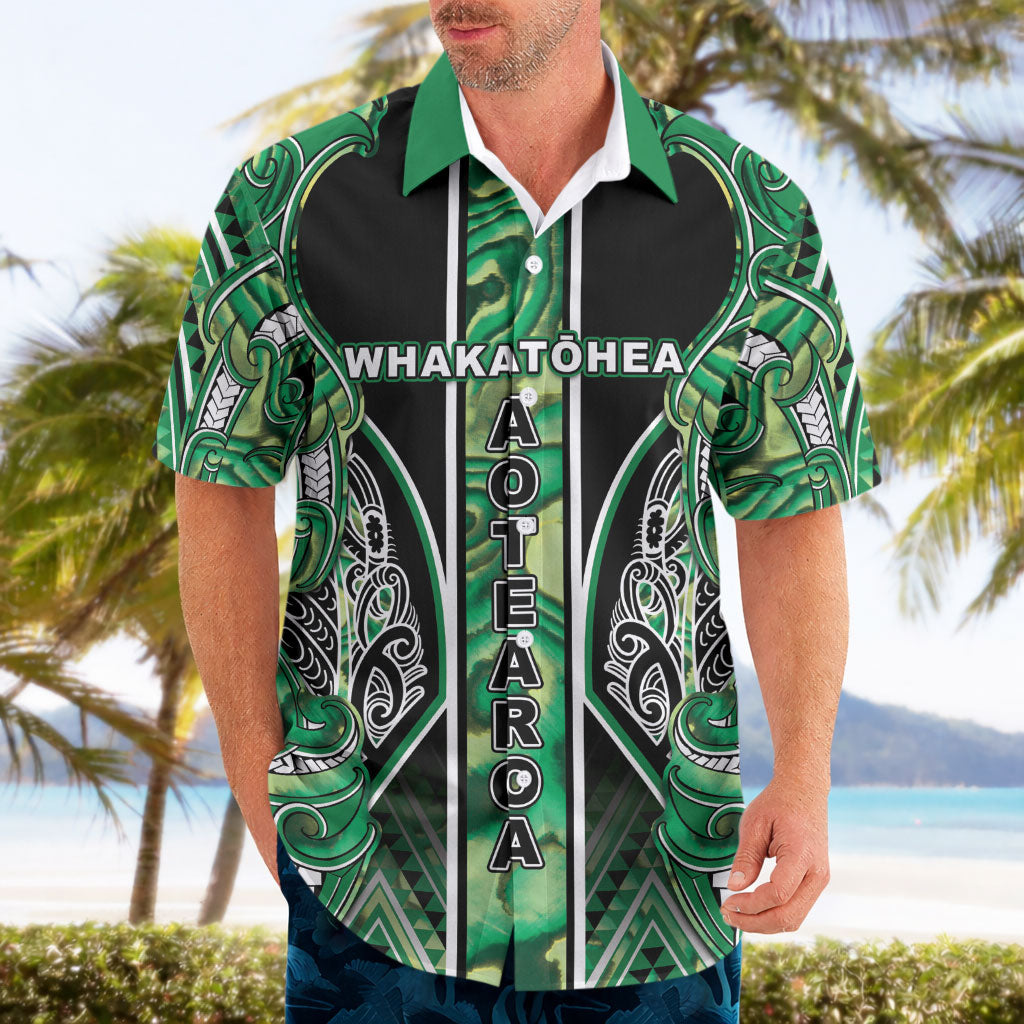 Aotearoa Whakatohea Hawaiian Shirt Maori Tribal Green Abalone Paua Shell Pattern