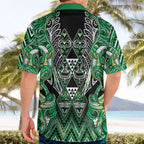 Aotearoa Whakatohea Hawaiian Shirt Maori Tribal Green Abalone Paua Shell Pattern
