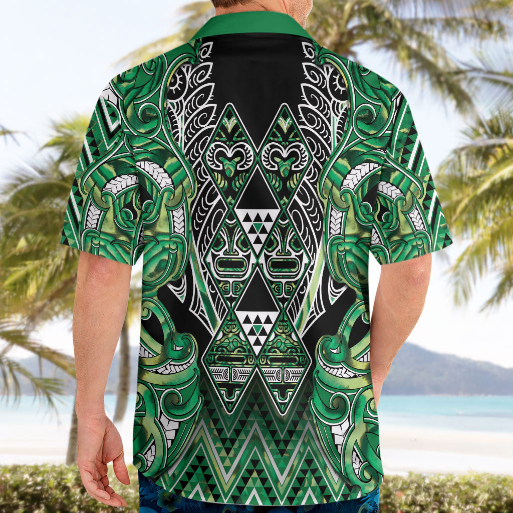 Aotearoa Whakatohea Hawaiian Shirt Maori Tribal Green Abalone Paua Shell Pattern