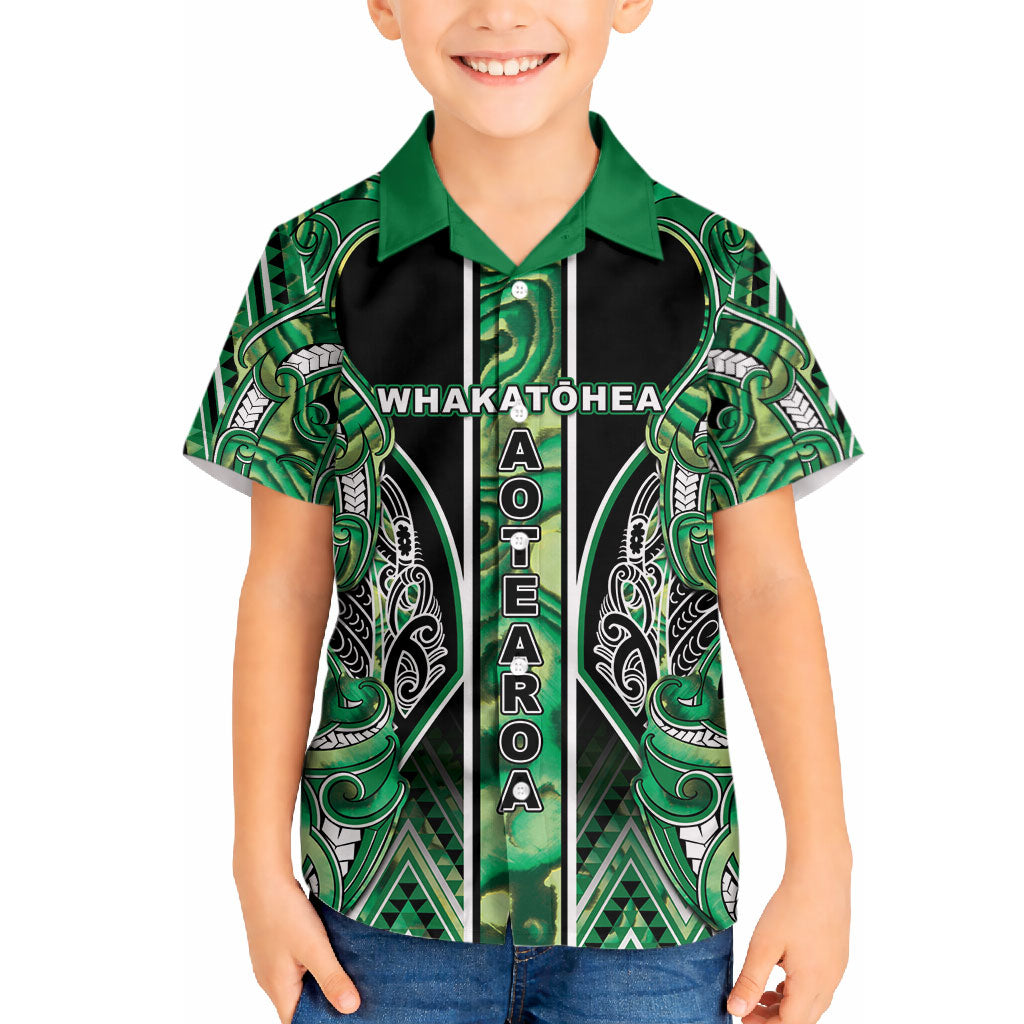 Aotearoa Whakatohea Hawaiian Shirt Maori Tribal Green Abalone Paua Shell Pattern