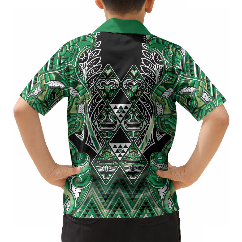 Aotearoa Whakatohea Hawaiian Shirt Maori Tribal Green Abalone Paua Shell Pattern