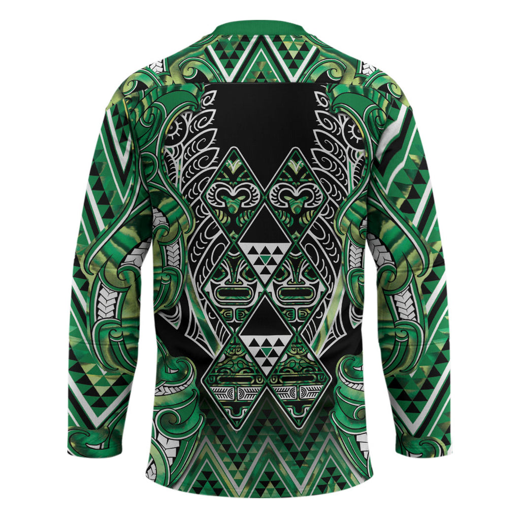 Aotearoa Whakatohea Hockey Jersey Maori Tribal Green Abalone Paua Shell Pattern