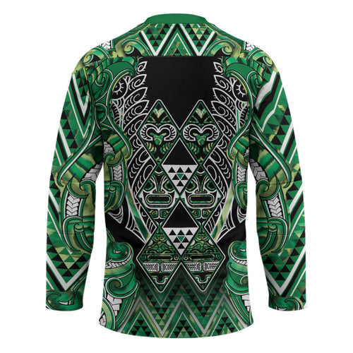 Aotearoa Whakatohea Hockey Jersey Maori Tribal Green Abalone Paua Shell Pattern