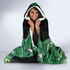 Aotearoa Whakatohea Hooded Blanket Maori Tribal Green Abalone Paua Shell Pattern