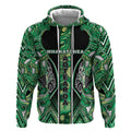 Aotearoa Whakatohea Hoodie Maori Tribal Green Abalone Paua Shell Pattern