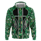 Aotearoa Whakatohea Hoodie Maori Tribal Green Abalone Paua Shell Pattern