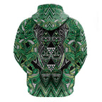 Aotearoa Whakatohea Hoodie Maori Tribal Green Abalone Paua Shell Pattern