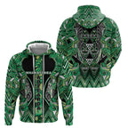Aotearoa Whakatohea Hoodie Maori Tribal Green Abalone Paua Shell Pattern
