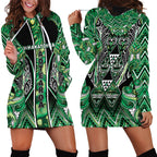 Aotearoa Whakatohea Hoodie Dress Maori Tribal Green Abalone Paua Shell Pattern