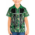 Aotearoa Whakatohea Kid Hawaiian Shirt Maori Tribal Green Abalone Paua Shell Pattern