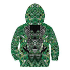 Aotearoa Whakatohea Kid Hoodie Maori Tribal Green Abalone Paua Shell Pattern