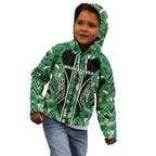 Aotearoa Whakatohea Kid Hoodie Maori Tribal Green Abalone Paua Shell Pattern