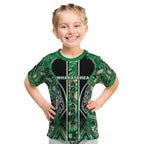 Aotearoa Whakatohea Kid T Shirt Maori Tribal Green Abalone Paua Shell Pattern