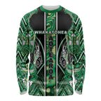 Aotearoa Whakatohea Long Sleeve Shirt Maori Tribal Green Abalone Paua Shell Pattern