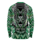 Aotearoa Whakatohea Long Sleeve Shirt Maori Tribal Green Abalone Paua Shell Pattern