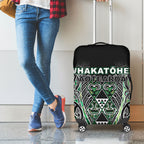 Aotearoa Whakatohea Luggage Cover Maori Tribal Green Abalone Paua Shell Pattern