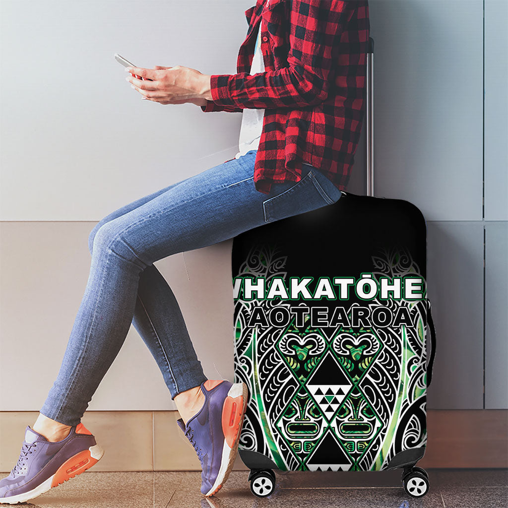 Aotearoa Whakatohea Luggage Cover Maori Tribal Green Abalone Paua Shell Pattern