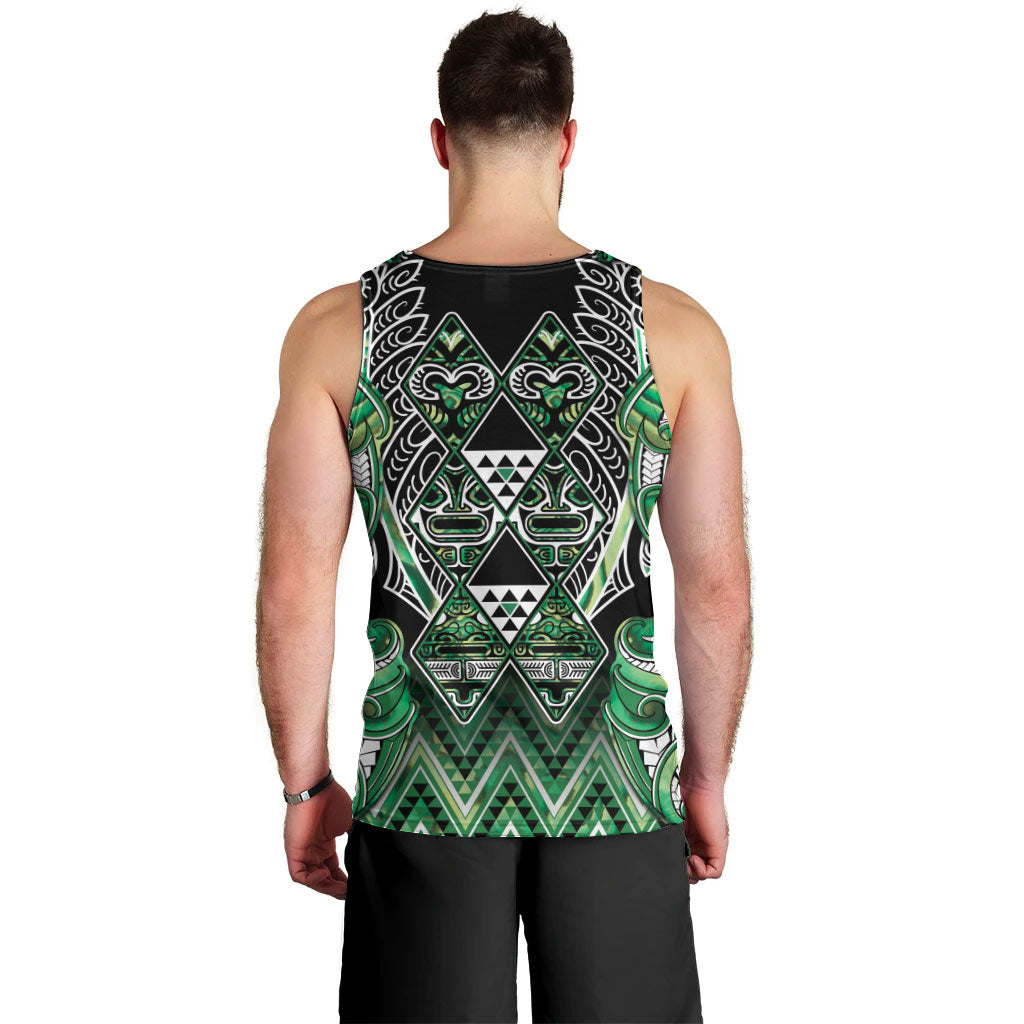 Aotearoa Whakatohea Men Tank Top Maori Tribal Green Abalone Paua Shell Pattern