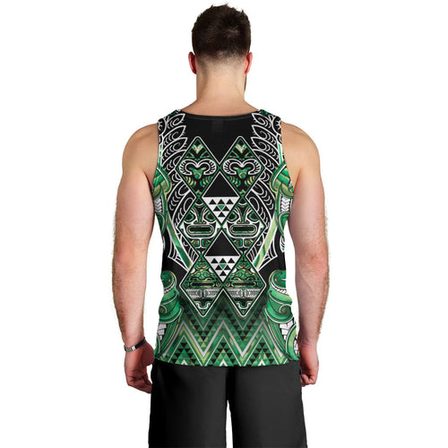 Aotearoa Whakatohea Men Tank Top Maori Tribal Green Abalone Paua Shell Pattern