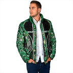 Aotearoa Whakatohea Padded Jacket Maori Tribal Green Abalone Paua Shell Pattern