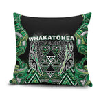 Aotearoa Whakatohea Pillow Cover Maori Tribal Green Abalone Paua Shell Pattern