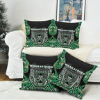 Aotearoa Whakatohea Pillow Cover Maori Tribal Green Abalone Paua Shell Pattern