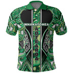Aotearoa Whakatohea Polo Shirt Maori Tribal Green Abalone Paua Shell Pattern