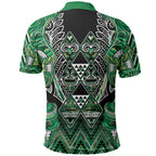 Aotearoa Whakatohea Polo Shirt Maori Tribal Green Abalone Paua Shell Pattern