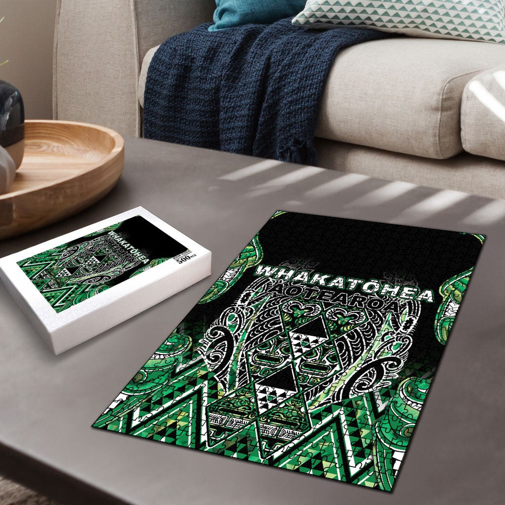 Aotearoa Whakatohea Puzzle Maori Tribal Green Abalone Paua Shell Pattern