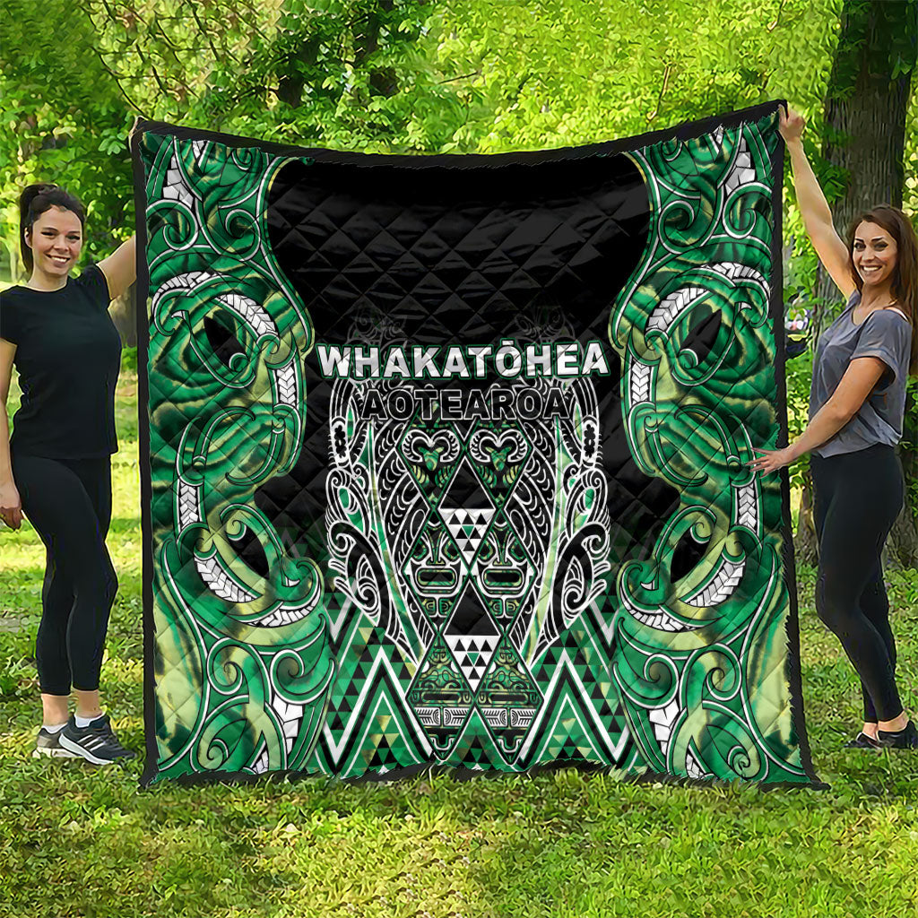Aotearoa Whakatohea Quilt Maori Tribal Green Abalone Paua Shell Pattern