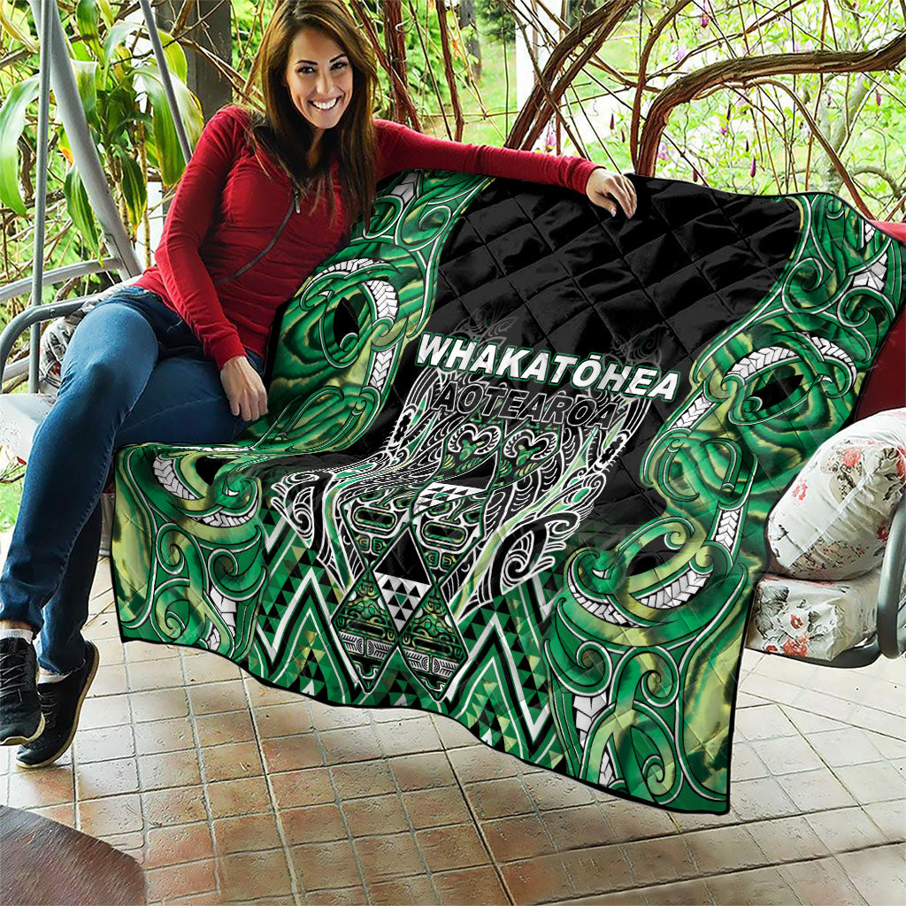 Aotearoa Whakatohea Quilt Maori Tribal Green Abalone Paua Shell Pattern