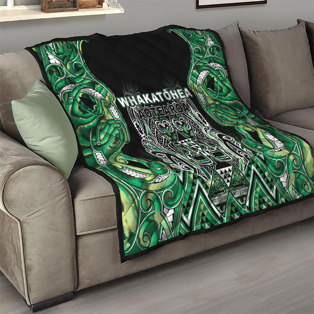 Aotearoa Whakatohea Quilt Maori Tribal Green Abalone Paua Shell Pattern