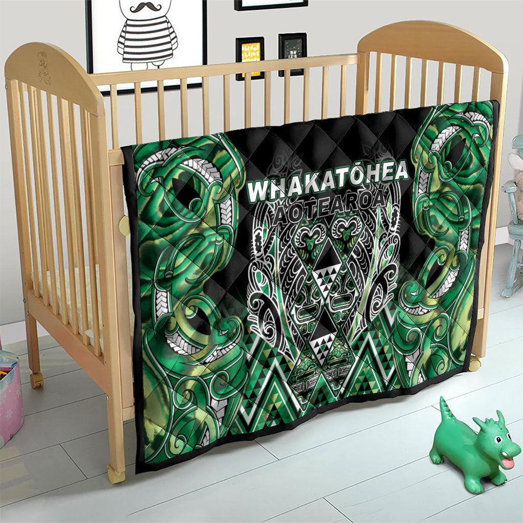 Aotearoa Whakatohea Quilt Maori Tribal Green Abalone Paua Shell Pattern