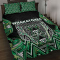 Aotearoa Whakatohea Quilt Bed Set Maori Tribal Green Abalone Paua Shell Pattern