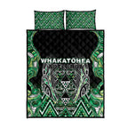 Aotearoa Whakatohea Quilt Bed Set Maori Tribal Green Abalone Paua Shell Pattern
