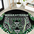 Aotearoa Whakatohea Round Carpet Maori Tribal Green Abalone Paua Shell Pattern