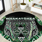 Aotearoa Whakatohea Round Carpet Maori Tribal Green Abalone Paua Shell Pattern
