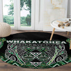 Aotearoa Whakatohea Round Carpet Maori Tribal Green Abalone Paua Shell Pattern