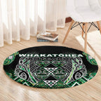Aotearoa Whakatohea Round Carpet Maori Tribal Green Abalone Paua Shell Pattern