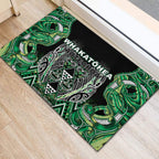 Aotearoa Whakatohea Rubber Doormat Maori Tribal Green Abalone Paua Shell Pattern