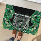 Aotearoa Whakatohea Rubber Doormat Maori Tribal Green Abalone Paua Shell Pattern