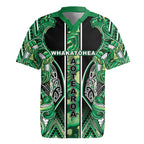 Aotearoa Whakatohea Rugby Jersey Maori Tribal Green Abalone Paua Shell Pattern