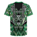 Aotearoa Whakatohea Rugby Jersey Maori Tribal Green Abalone Paua Shell Pattern