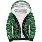 Aotearoa Whakatohea Sherpa Hoodie Maori Tribal Green Abalone Paua Shell Pattern