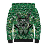 Aotearoa Whakatohea Sherpa Hoodie Maori Tribal Green Abalone Paua Shell Pattern