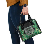 Aotearoa Whakatohea Shoulder Handbag Maori Tribal Green Abalone Paua Shell Pattern