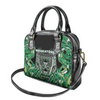 Aotearoa Whakatohea Shoulder Handbag Maori Tribal Green Abalone Paua Shell Pattern