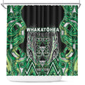 Aotearoa Whakatohea Shower Curtain Maori Tribal Green Abalone Paua Shell Pattern