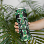 Aotearoa Whakatohea Skinny Tumbler Maori Tribal Green Abalone Paua Shell Pattern