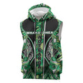 Aotearoa Whakatohea Sleeveless Hoodie Maori Tribal Green Abalone Paua Shell Pattern